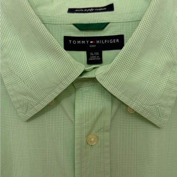 Tommy Hilfiger Golf Men XL Green Button Down Shirt Long Sleeve Cotton - Picture 3 of 9